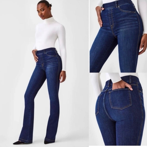 Spanx Flare Jeans in Midnight Shade - Picture 1 of 10